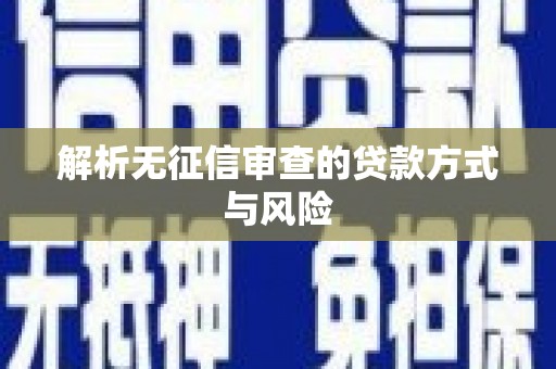 萝北解析无征信审查的贷款方式与风险
